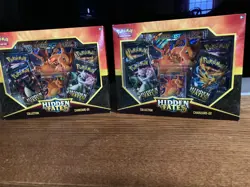 Two (2x) New Pokemon Hidden Fates Charizard GX Collection 4 Packs + Jumbo Card - Image 1