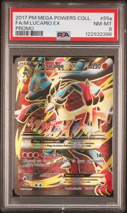 2017 Mega Powers Collection Full Art Mega M Lucario EX Promo #55a/111 PSA 8 Card - Image 1