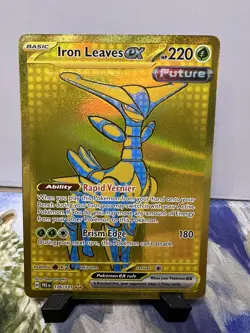 Pokemon Prismatic Evolutions Iron Leaves EX Card 176/131 Gold Hyper Rare (NM) - Image 1