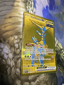 Pokemon Prismatic Evolutions Iron Leaves EX Card 176/131 Gold Hyper Rare (NM) - Image 3