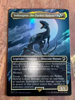 1x FOIL BORDERLESS INDORAPTOR, THE PERFECT HYBRID - Jurassic Park - MTG Magic - Image 1