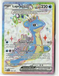 POKEMON STELLAR CROWN FULL ART LAPRAS EX 158/142 TCG HOLO - Image 1