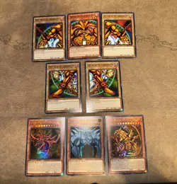 YUGIOH! EXODIA + EGYPTIAN GOD CARDS OBELISK - SLIFER - RA 8 CARD SET LDK2 MINT - Image 1