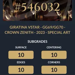 Giratina VStar GG69/GG70 Crown Zenith Ace 10 GEM MINT PERFECT SUB GRADES Pokemon - Image 3