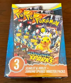 Pokemon TCG - Surging Sparks - 3 Pack Boosters - Factory Sealed - Image 1