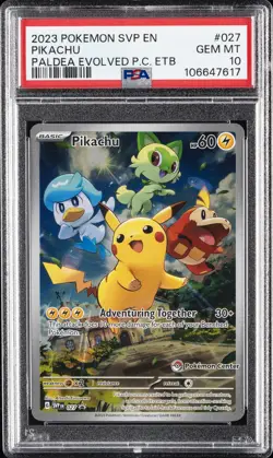 2023 POKEMON SVP EN-SV BLACK STAR PROMO #027 PIKACHU PSA 10 - Image 1