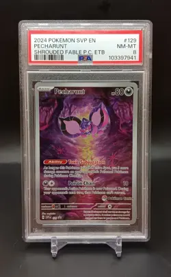 Pokemon Pecharunt Shrouded Fable P.C. Center ETB Promo SVP EN 129 PSA 8 Mint - Image 1