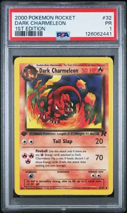PSA 1 Dark Charmeleon 1st Edition 32/82 Team Rocket 2000 Pokemon WoTC PR - Image 1