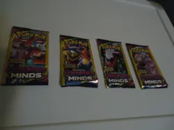 LOT OF 4 PACKS Pokemon Sun & Moon Unified Minds ALL ARE 3 card packs 2019 Sealed - Image 1