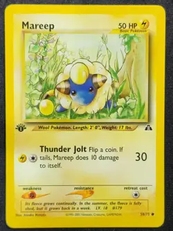 2001 Neo Discovery Mareep 58/75 1st Edition Wotc Vintage Pokemon Card - Image 1