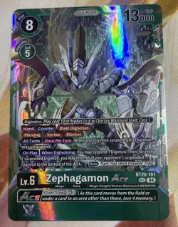 Digimon Card Game Zephagamon Ace BT20-101 SEC Foil NM - Image 1