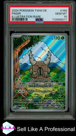 PINSIR ILLUSTRATION RARE POKEMON GER TWM DE-TWILIGHT MASQUERADE 2024 168 PSA 10 - Image 1