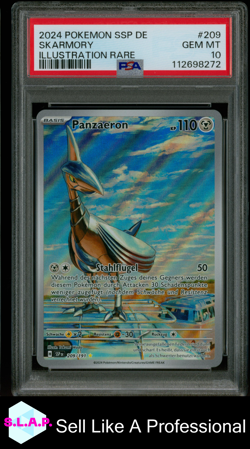SKARMORY ILLUSTRATION RARE POKEMON GERMAN SSP DE-SURGING SPARKS 2024 209 PSA 10 - Image 1