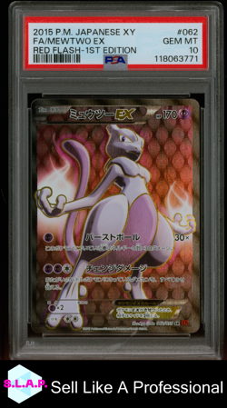 FA/MEWTWO EX RED FLASH-1ST EDITION POKEMON JAPANESE XY RED FLASH 2015 062 PSA 10 - Image 1