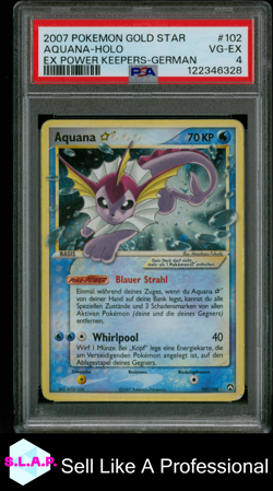 AQUANA-HOLO EX GOLDSTAR GERMAN POKEMON EX POWER KEEPERS 2007 102 PSA 4 - Image 1