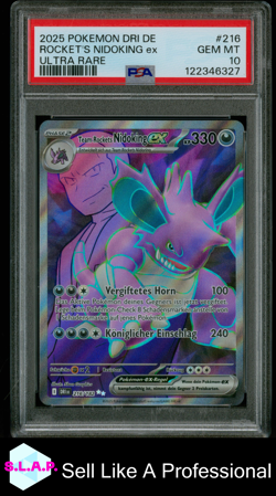 ROCKET'S NIDOKING EX ULTRA RARE POKEMON GER DE-DESTINED RIVALS 2025 216 PSA 10 - Image 1