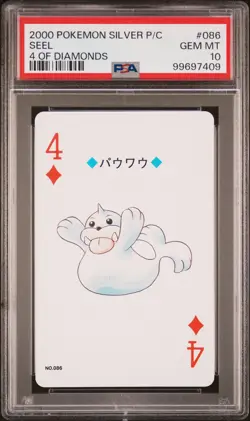 2000 POKEMON SILVER VERSION PLAYING CARDS 4 OF DIAMONDS #086 SEEL PSA 10 - Image 1