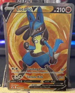 Pokemon TCG Lucario v SWSH213 Black Star Promo Card NM Condition - Image 1