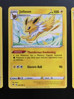 3x Pokemon Eevee, Jolteon & Flareon Rare Card Bundle - Vivid Voltage TCG NM - Image 3