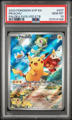 2023 POKEMON SVP EN-SV BLACK STAR PROMO #027 PIKACHU PSA 10 - Image 1