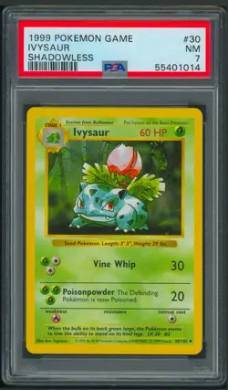 Pokemon Base Set Shadowless Ivysaur 30/102 PSA 7 - Image 1
