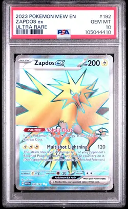 2023 POKEMON MEW EN-151 ULTRA RARE #192 ZAPDOS EX PSA 10 - Image 1