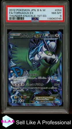 FA/TORNADUS EX THUNDER KNUCKLE-1ST ED. POKEMON JAP BLCK & WHITE 2012 054 PSA 8 - Image 1