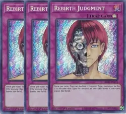Yugioh - Rebirth Judgment x 3 - 1st Edition - Secret Rare NM - Free Holo Card - Image 1