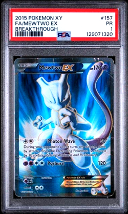 PSA 1 PR Graded 2015 POKEMON XY BREAKTHROUGH 157 FULL ART MEWTWO EX Card - Image 1