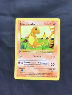 Pokemon Cards: Base Set 1st Edition Common: Charmander 46/102 - Image 1