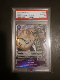 One Piece Card Game TCG Queen OP01-097 Alt Art Pre-Errata PSA 10 - Image 1