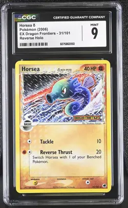 CGC 9 MINT Horsea EX Dragon Frontiers 31/101 Reverse Holo STAMPED Pokemon Card - Image 1