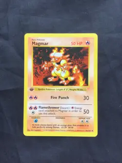 Pokemon Cards: Base Set 1st Edition Uncommon: Magmar 36/102 - Image 1