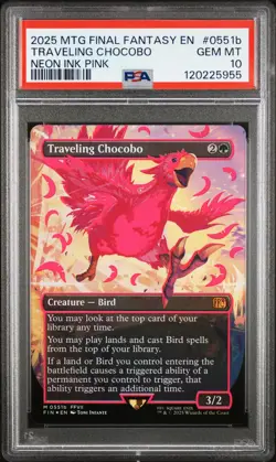 2025 MTG FINAL FANTASY COLORFUL CHOCOBOS-NEON INK PINK TRAVELING CHOCOBO PSA 10 - Image 1