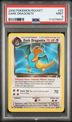 PSA 9 DARK DRAGONITE #22 - 2000 POKEMON TEAM ROCKET - Image 1