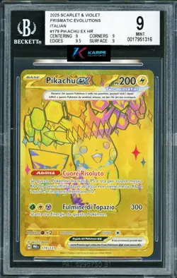 Pokemon BGS 9 Pikachu Ex Hyper Rare #179/131 Evoluzioni Prismatiche 2025 Italian - Image 1