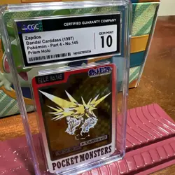 💥1997 Zapdos Bandai Carddas Prism Holo #145 Pocket Monsters Pokemon CGC 10💥 - Image 3