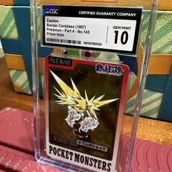 💥1997 Zapdos Bandai Carddas Prism Holo #145 Pocket Monsters Pokemon CGC 10💥 - Image 5