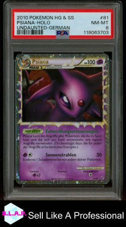 PSIANA-HOLO UNDAUNTED-GER POKEMON HEARTGOLD & SOULSILVER UNDAUNTED 2010 81 PSA 8 - Image 1