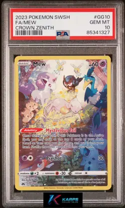 Pokemon PSA 10 Mew #GG10/GG70 SWSH Crown Zenith 2023 English Gem Mint - Image 1