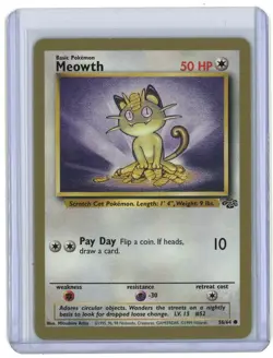 1999 Pokemon Jungle #56 Meowth - Gold Border Fruit Roll Promo - Image 1