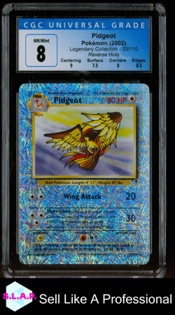 PIDGEOT LEGENDARY COLLECTION REVERSE HOLO 33/110 POKEMON CGC 8 - Image 1