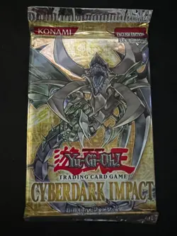 1st edition YUGIOH Cyberdark Impact Sealed Booster Pack 53334471596 - Image 1