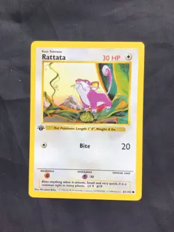 Pokemon Cards: Base Set 1st Edition Common: Rattata 61/102 - Image 1