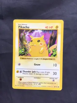 Pokemon Cards: Base Set Shadowless Common: Red Cheek Pikachu 58/102 - Image 1