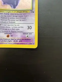 Gengar 5/62 Holo Rare Fossil Pokemon Card HP - Image 4