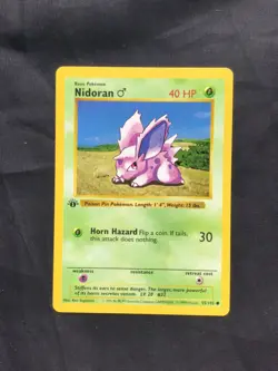 Pokemon Cards: Base Set 1st Edition Common: Nidoran M 55/102 - Image 1