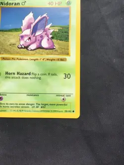 Pokemon Cards: Base Set 1st Edition Common: Nidoran M 55/102 - Image 4