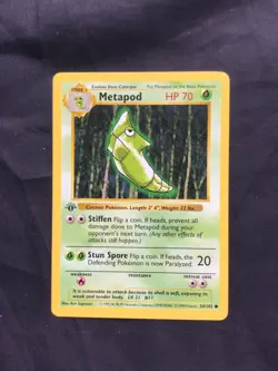 Pokemon Cards: Base Set 1st Edition Common: Metapod 54/102 - Image 1