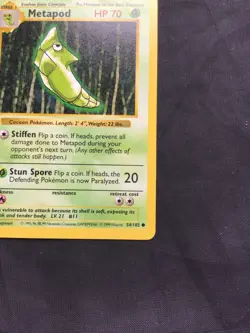 Pokemon Cards: Base Set 1st Edition Common: Metapod 54/102 - Image 4